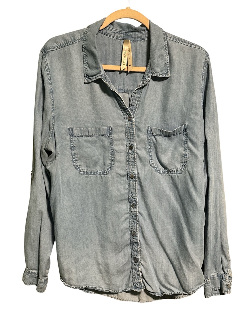 Liverpool chambray denim button down shirt